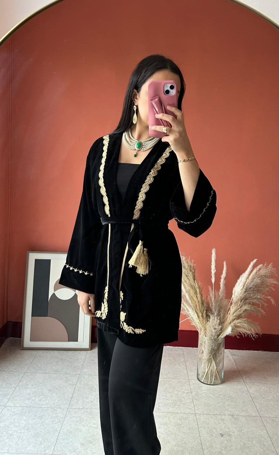 Ensemble deux pièces en velours - Brodé