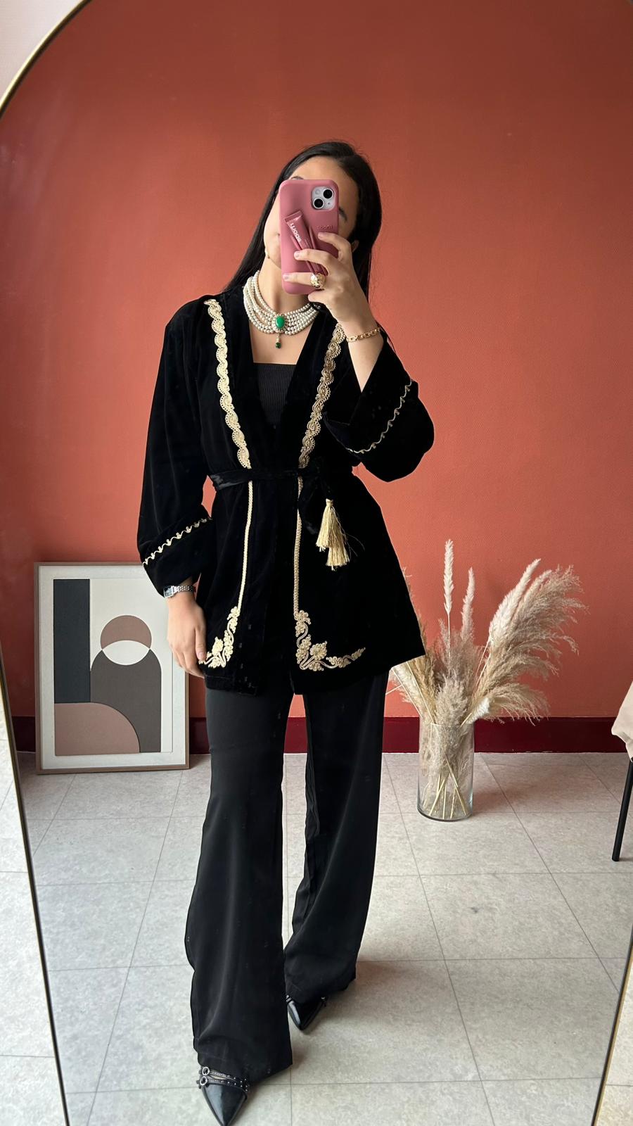 Ensemble deux pièces en velours - Brodé